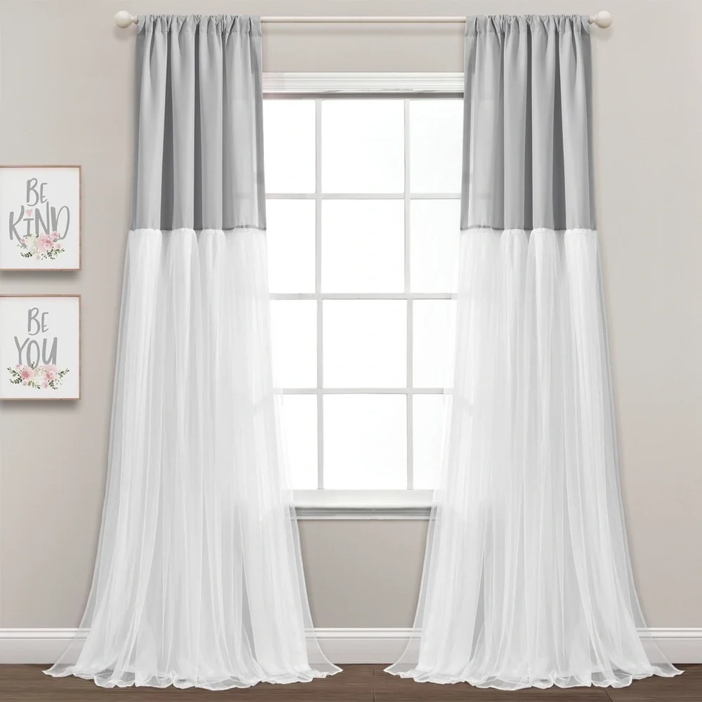 Lush Decor Tulle Skirt Colorblock Window Curtains